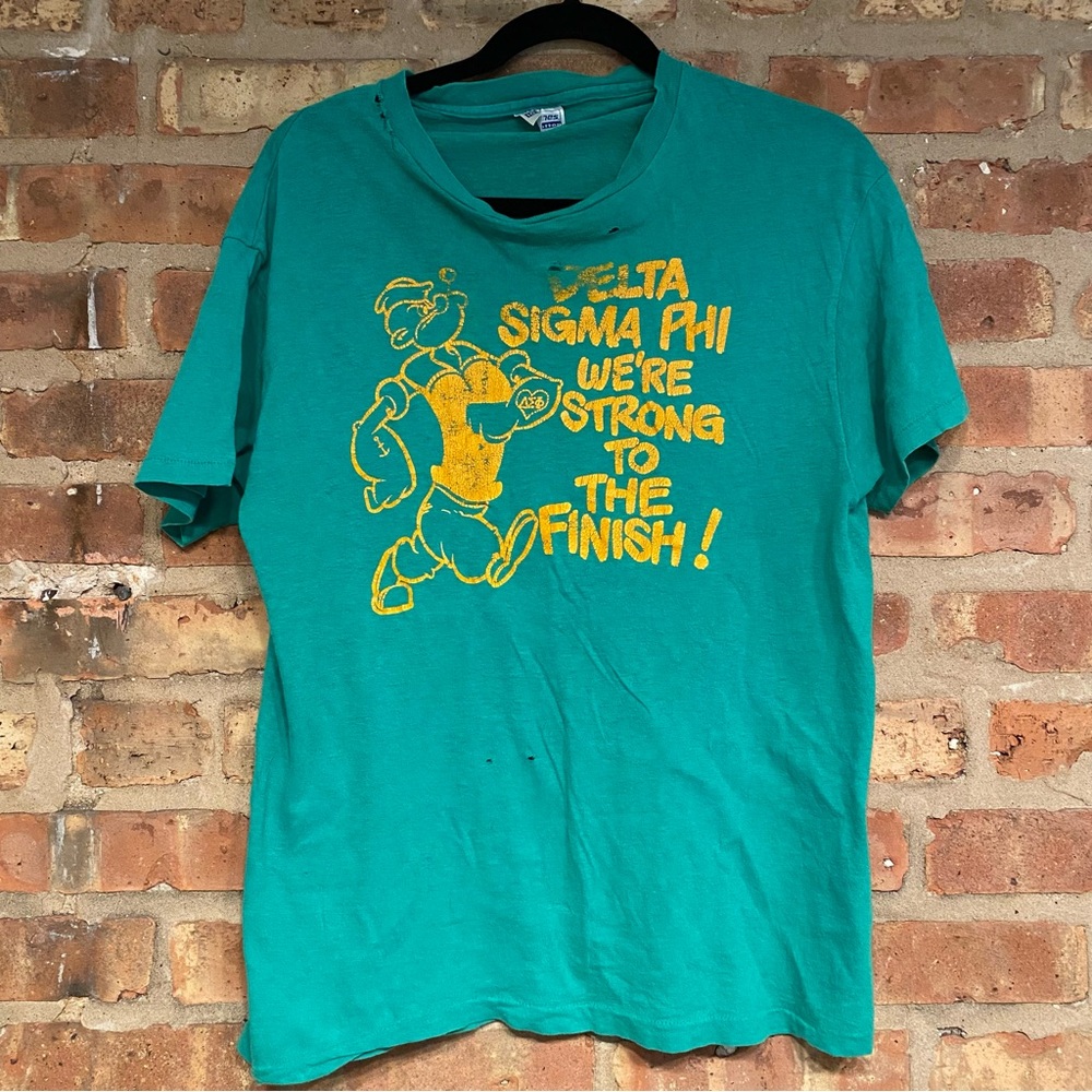 Vintage graphic t single stitch fraternity shirt large delta sigma phi cotton